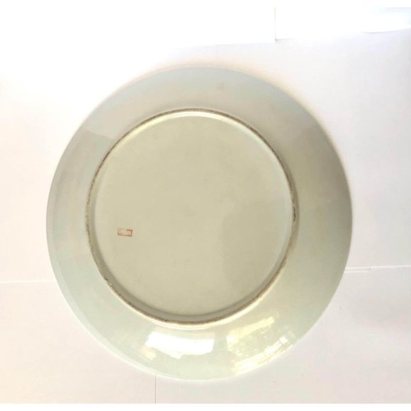 Colorful Butterfly and Floral Ceramic Plate Hand Painted Asian Motif - Picture 2 of 3